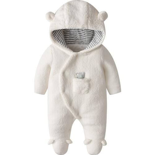 Childrens Clothes Baby Winter Thickened Warm One-piece Suit Newborn Girl Outfit Lamb Wool Romper Toddler Outing Baby Romper
