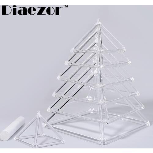 Diaezor 7pcs crystal singing pyramid set 3" 4" 5" 6" 7" 8" 9" clear quartz singing pyramid