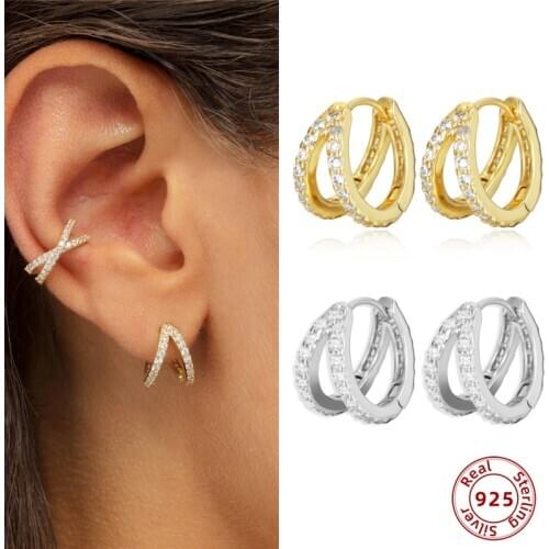 Elegant CZ Circle Hoop Earrings for Women 925 Sterling Silver Small Huggies Gold Silver Tiny Hoops 2020 Brincos
