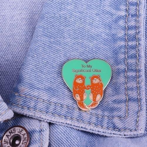 Otters enamel pin significant otter pun brooch cute pins valentine gift anniversary