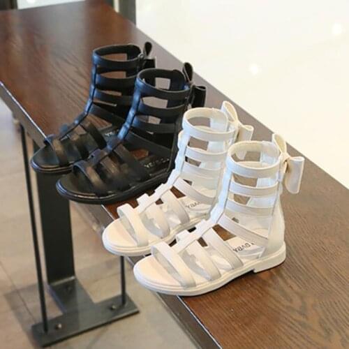 Summer Girls' Korean Gladiator Sandals Boots Roma Princess Shoes For Little Kids Girl Hollow Boots 2 3 4 5 to 7 8 Years Old Shoe