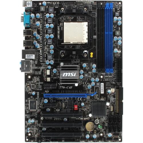 MSI 770-C45 Desktop AMD 770 Motherboard Socket AM3 DDR3 RAM 16GB USB2.0 PCI Express ×1 support Athlon II X2 x255 240e cpus ATX