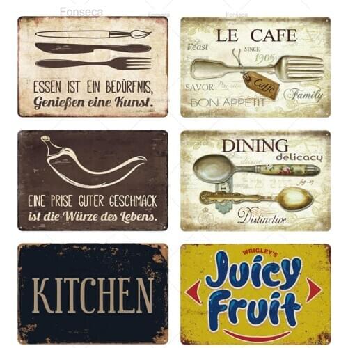 Bistro Kitchen Metal Sign Plaque Vintage Kitchenware Tin Sign Retro Kitchen House Dining Room Wall Decor Home Decoration