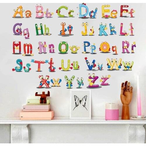 Cartoon Puzzle Early Education Paste 26 English Alphabet Wall Stickers For Kids Rooms Creative Art bedroom Wall Background Decal