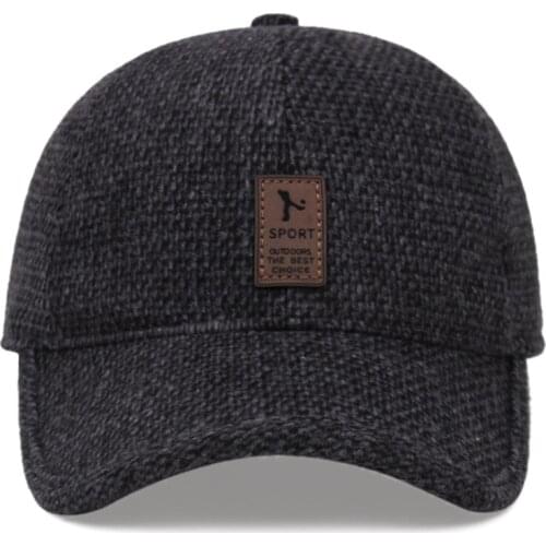 Mens Winter Hat Ear Protection Baseball Cap Middle-aged Warm Cap Plus Velvet Cottonwinter Cap for Men