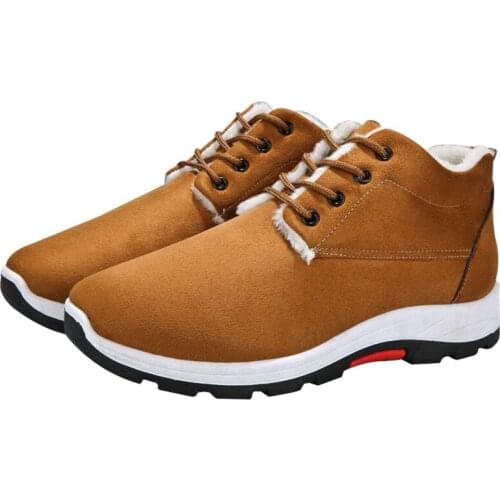 2021 Winter New Mens Boots Solid Colors Street Style Soft Round Toe Rubber Fleece Outdoor Boots with Platform Comfortable