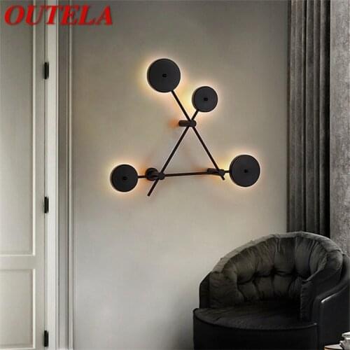 OUTELA Indoor Wall Light Fixture LED Black Modern Sconce Nordic Creative Decoration For Home Bedroom Living Room Dining Room