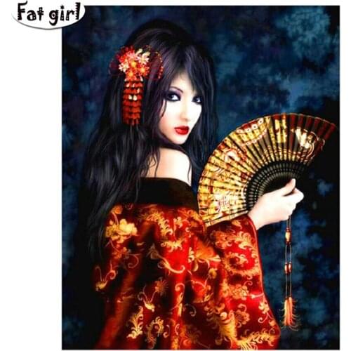 Neoclassical postmodern beauty 5d DIY Diamond Painting Folding fan Drill Square Round Red robe Mosaic Embroidery Cross Stitch