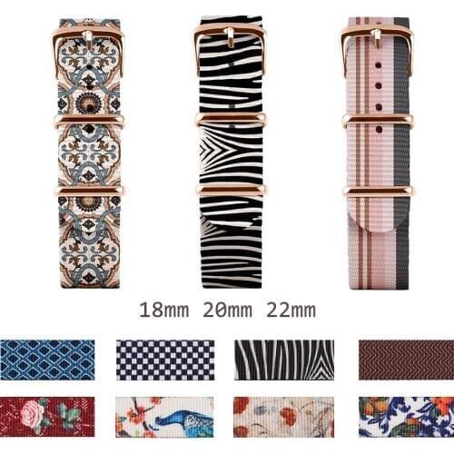Premium Nylon Zulu Nato Strap 18mm 20mm 22mm Canvas Belt Watch Strap Men Women Colorful Printed Watchband Global Free Shipping