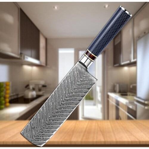 High Quality 8.5"inch Damascus Chef Knife 9Cr18MoV Stainless Steel Kitchen Knife Japanese Santoku Cleaver Meat Slicing Knife