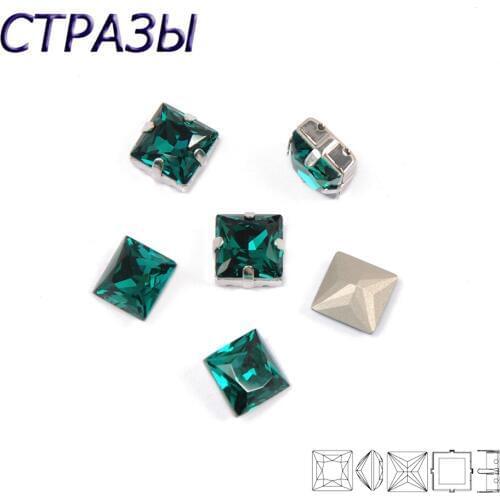 CTPA3bI Charming Blue Zircon Color Glass Material Sew On Rhinestones With Gold /Silver Claw Glitter Stones DIY For Garment Dress
