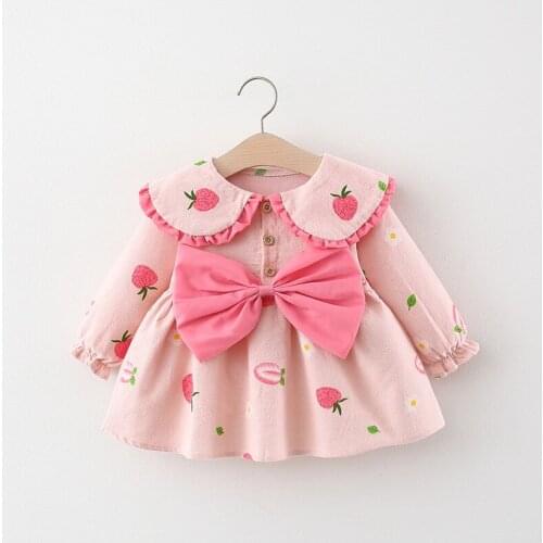 2021 Autumn Newborn Baby Girls Cute Bow Dress for Baby 1st Birthday Princess Dresses Toddler Girl Clothes Infant Clothing