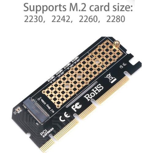 Kebidumei aluminium alloy shell PCI Express Led Expansion Card Computer Adapter Interface M.2 NVMe SSD NGFF To PCIE 3.0 X16