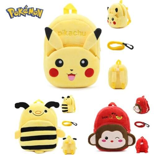 Pokemon Pikachu Plush Bag Anti-lost Childrens Schoolbag Cartoon Lightening Neck Protection Backpack Early Education Backpack