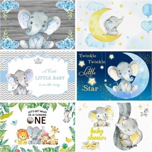 Scopiso Photography Backdrop Elephant Baby Shower Flower Party Photocall Family Shoot Custom Poster Decoration Props Background