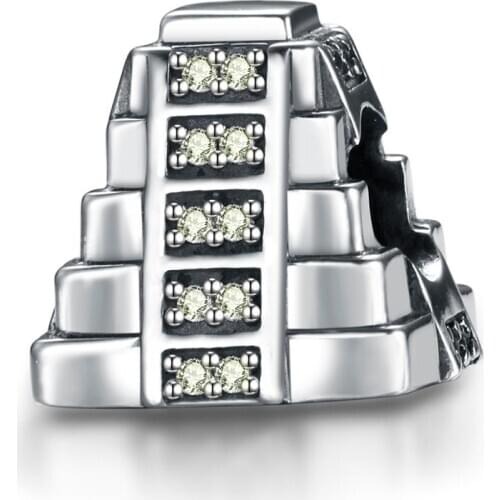 Silver Charms Brand Original Mayan Pyramid With Light Green Fit Diy Jewelry Snake Chain Bracelet Wholesale GW Brand Jewelry