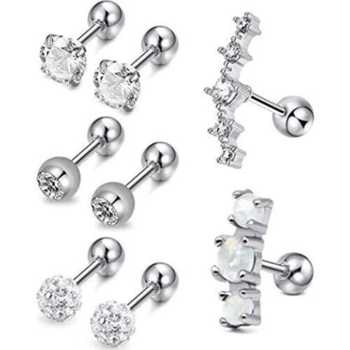 JFORYOU 6-8 Pcs Earrings Tragus Cartilage Earrings 16G Surgical Steel CZ Rook Hoop Helix Conch Snug Daith Piercing Jewelry
