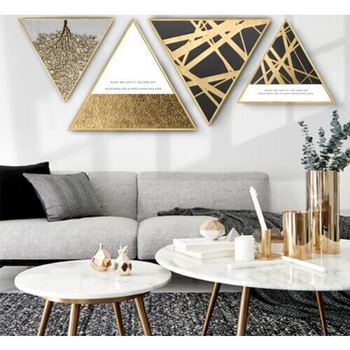 Triangular Painting Pictures Cuadros Decoracion Salon Poster Wall Art Canvas Framed Winter Wonderland Decorations Abstract