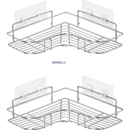 2-Pack Corner Shower Caddy, Stainless Steel Wide Space Shower Shelf with Adhesive, Hanging Storage Organizer Strong and Sturdy f