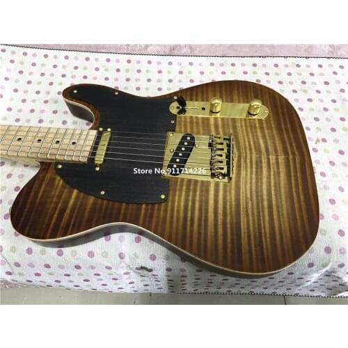 High quality custom version of smoky tiger print electric guitar wooden guard gold accessories free shipping