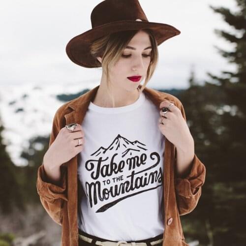 Take Me To The Mountains T-shirt Casual Summer Tumblr Graphic Funny Tees Tops Women Minimalist Camping Adventure Outdoor Tshirt