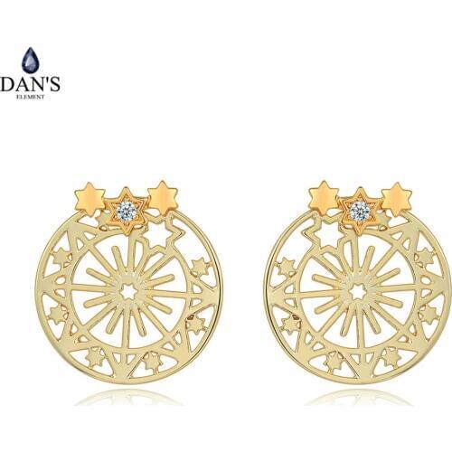 DANS ELEMENT Stud Earrings For Women Ferris Wheel Of Happiness Cubic Zirconia Stars Girl Gift Fashion Jewelry DEE092