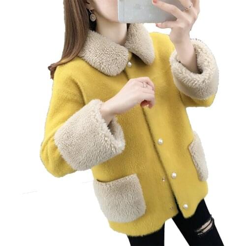 Autumn Mink Fleece Cardigan Jacket Woman Knitted Outer Wear 2020 Winter Jackets Female Loose Thick Sweater Coat Womens Tops