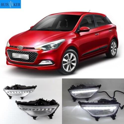 1Pair Car LED Daytime Running Light DRL Waterproof 12V Fog Lamp cover For Hyundai I20 2015 2016 2017