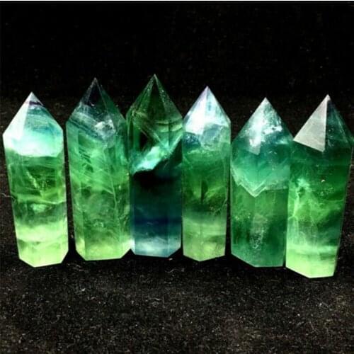 1PC Hexagonal Natural Quartz Crystal Stone Home & Garden Decoration Crafts Green Fluorite Hexagonal Crystal Column 7-8cm