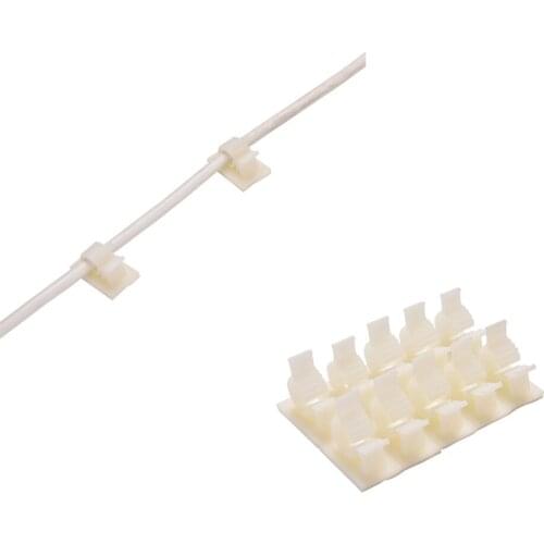 10PCS 13mm Cable Clips Plastic Wire Tie Rectangle Cable Mount Clip Clmp Drop Adhesive Cable Clamp Single Holder Organizer