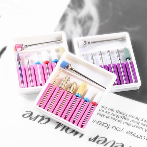6Pcs Rainbow Tungsten Carbide/Ceramic Nail Drill Bits Set IN Box Manicure Machine Accessories Milling Cutter Electric Nail Dril