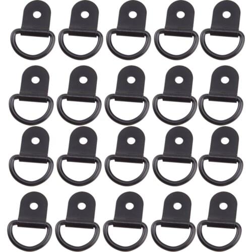 Beler Durable 20pcs/Set Black D Shape Tie Down Anchors Lashing Ring for Car Truck Trailer RV Boats