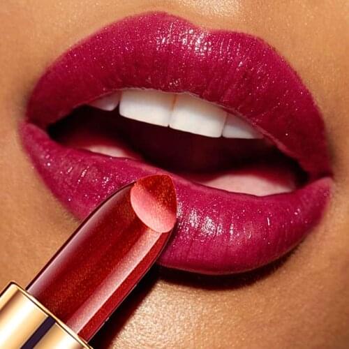 HANDAIYANs New Shiny Golden Lipstick Easy To Color Long-lasting Pearlescent Gilt Color Temperature Change Lip Makeup