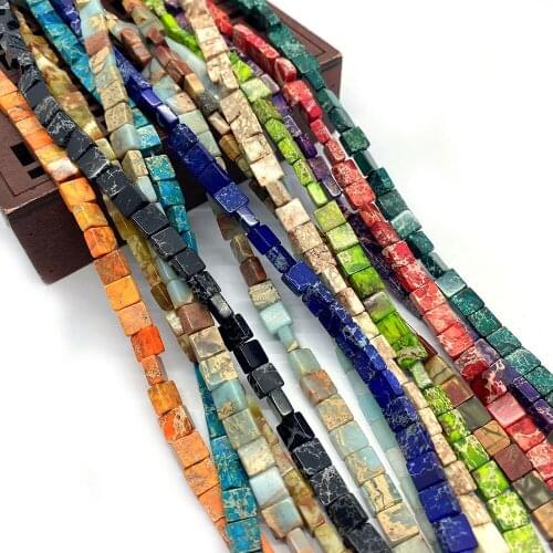 64pcs Natural Stone Beads Emperor Stone Square Necklace Earrings Bracelet Accessories Beads for Jewelry Making DIY Charm 3x6mm