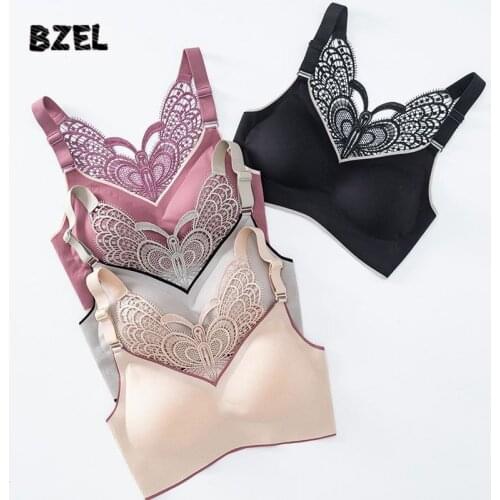 BZEL Sexy Butterfly Lace Womens Bras Lingerie Sweet Girls Tube Top Sports Seamless Brassiere Large Size Soft Comfort Bra M-5XL