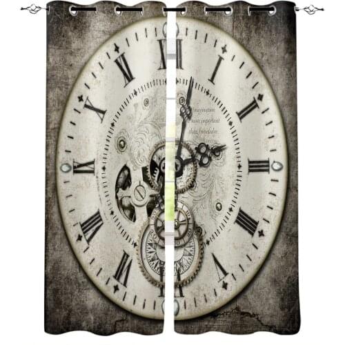 Clock Dial Retro Style Art Modern Curtains for Living Room Bedroom Kitchen Curtains Drapes Window Treatments