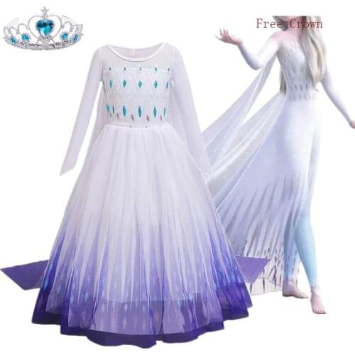 Snowflake Princess Costume Girls Birthday Princess Dresses Up Kids Halloween Carnival Party Fancy Dress Size 4-10 Years