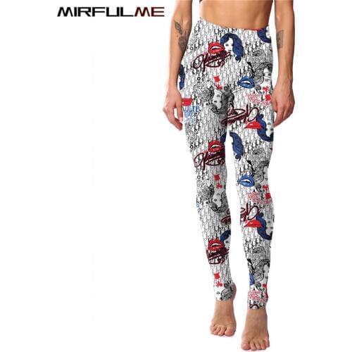 Women Yoga Pants Female Lips 3D Print Sport Leggings Elastic Workout Leggins Quick Dry Capris Running Trouser Gym Fitness Tights