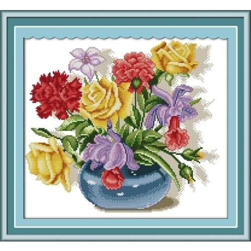 Joy Sunday Printed Cross Stitch Legends of The Rose Needlework Kits11&14CT Printed Counted Water Soluble Cloth for Home Decor