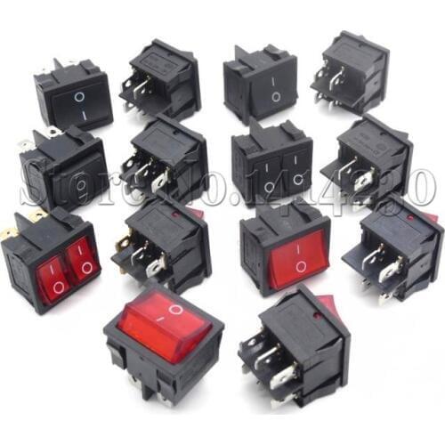 KCD5 21x24mm 21*24mm Rocker Switches Kit 4 Pin 6Pin 2 Position 3 Position 6A/12A 250VAC ON-OFF ON-OFF-ON
