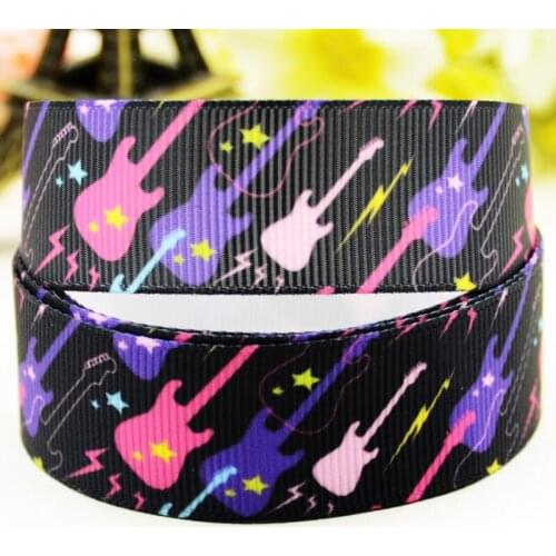 22mm 25mm 38mm 75mm Musical Instrument Cartoon printed Grosgrain Ribbon party decoration 10 Yards X-03326