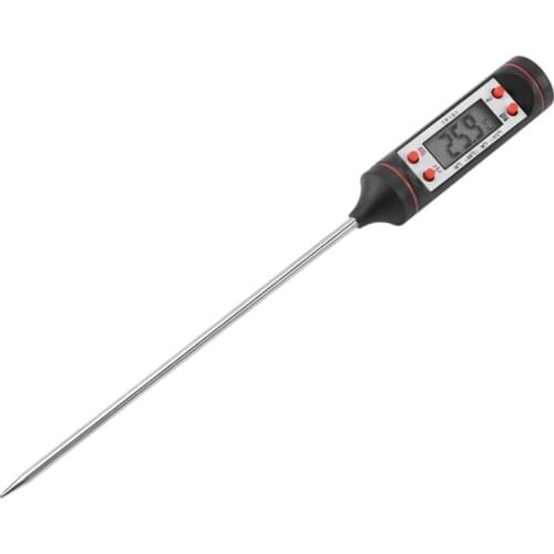 Kitchen Digital Bbq Food Thermometer Meat Cake Candy Fry Grill Dining Household Cooking Thermometer Gauges With Battery-Black