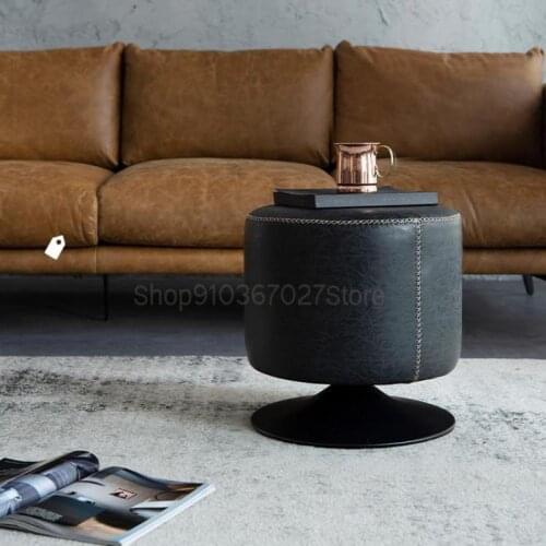 Small Pier Sofa Stool Footstool Living Room Round Leather Stool Household Dressing Table Dressing Stool Sitting Pier