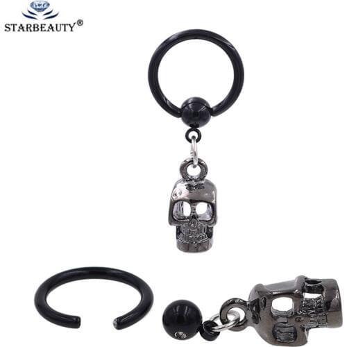 Medical Titanium Punk Skull Pendant Nose Piercing Body Nose Lip Rings Unisex Nose Ring Women Septum Piercing Clip