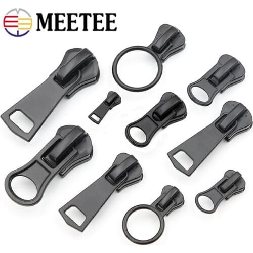 Meetee 10pcs 3# 5# 8# 10# 15# Zipper Sliders for Resin Zips Clothes Jacket Zippers Head Repair Kit DIY Sewing Zip Slider Puller