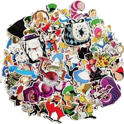 70pcs/1lot Alice Cute Cartoon Scrapbooking Stickers Decal For for Guitar Laptop Luggage Car Fridge Graffiti Sticker