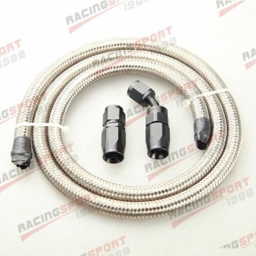 Stainless Steel Braided AN-6 6AN Fuel Gas Line Hose 1M + Swivel Hose End Fitting