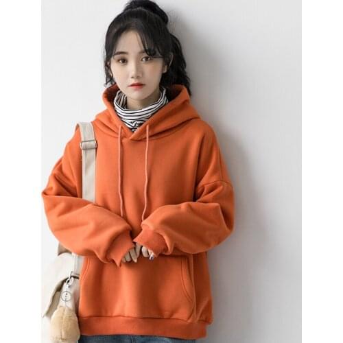 New Women Sweatshirt Coat Loose All-match Hoodies Itself Vintage White Pink Black Spring Autumn Pullovers Female Clothes A004