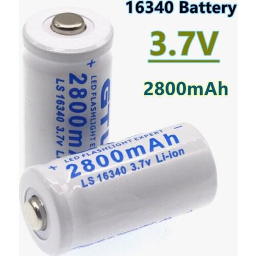 New High capacity 2800mAh Rechargeable 3.7V Li-ion 16340 Batteries CR123A Battery For LED Flashlight For 16340 CR123A Battery