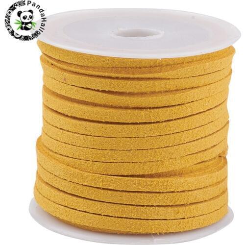 Pandahall 1 Roll Faux Suede Cord Faux Suede Lace for Jewelry Making Necklace Bracelet Stringing Materials 3x1.5mm about 5m/roll